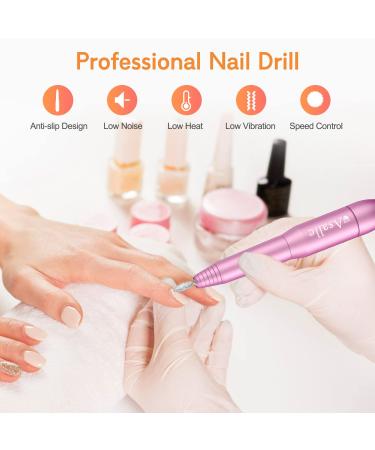 Asalle USB Nail Drill Machine for Acrylic Gel Nails - Professional Electric Efile Kit for Manicure Pedicure - Pink - Buy Online on GoSupps.com