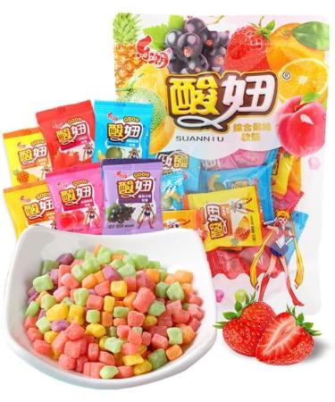 Super sour fruit candy sweet&sour fruit fudge gummies strawberry pineapple flavor instant dessert snack candy package healthy&nutritious fruit candy mixed snacks dim sum (310g(about 62pcs))