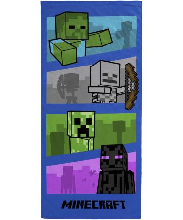 Jay Franco Minecraft Adventure is an Attitude Gamer Bath/Pool/Beach Towel - Super Soft & Absorbent Fade Resistant Cotton Towel, Measures 28 x 58 inches (Official Minecraft Product) Multi - Minecraft