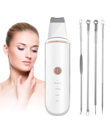 Skin Scrubber  Skin Spatula  Pores Cleanser Exfoliator Blackhead Remover Comedones Extractor for Facial Deep Cleansing with 4 Modes include 4 Pcs Acne Reml Tool