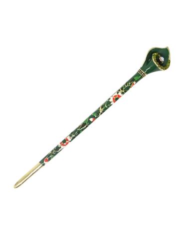 Honbay Cloisonn Vintage Hair Stick With Calla Chinese Traditional Style Fashion Hair Chopsticks Hairpin (Green)