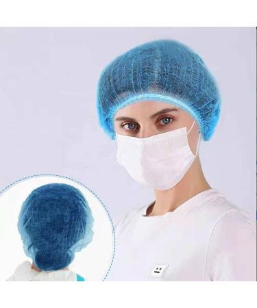COOBL 100 PCS Disposable Blue Bouffant Caps - Anti-Dust Hair Net for Hospital, Salon, Catering & Laboratory - Buy Online on GoSupps.com