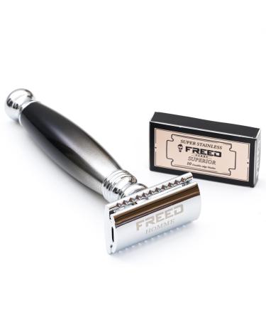 FREED Double Edge Safety Razor with Baking finish alloy handle and 10 Japanese 6cr13 Stainless Steel Blades It's the best gift for men fathers or birthdays Hades