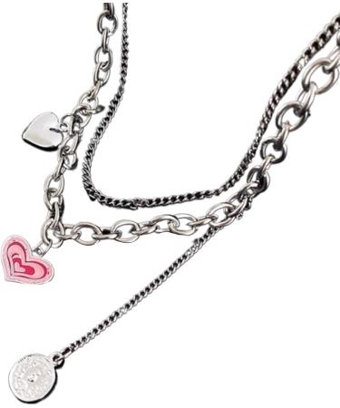 Trendy Heart Double-Like Fringe Necklace | Fashionable Alloy Chain Accessory for Parties & Appointments - Buy Online on GoSupps.com