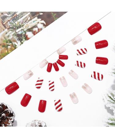 Christmas False Nails Snowflake Press on Nails Elk Stick on Nails Red Long Fake Nails Full Cover Nails Tips 24pcs for Women and Girls With solid glue nail lamp (Size : 49 Piece Set) - Buy Online on GoSupps.com