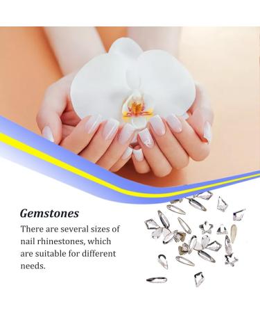 dijiusidy 50 Pieces Glass Crystal Set Eye-catching Personalized Nail Art Rhinestones DIY Handcraft Manicure Accessories for Card Making White - Buy Online on GoSupps.com