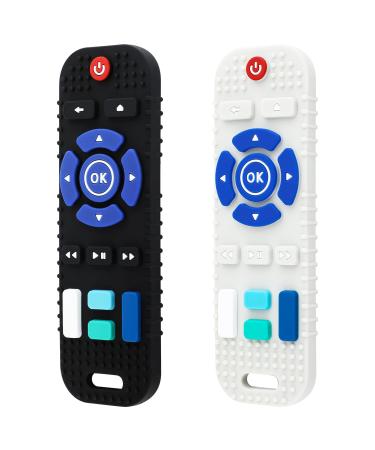 2 Pack PRONY Silicone Remote Control Teething Toys for Baby 3+ Months Sensory Teether Toys for Toddler Boy and Girl 2 TV remote