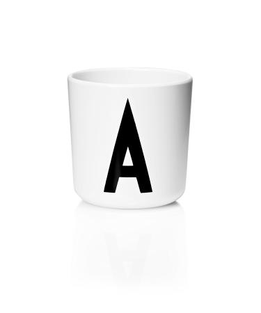 Design Letters Melamine Sippy cups for Baby 7 Oz A-Z | Kids Cups Designed in Denmark Reusable Cup for Baby 6+ Month|Learning Cup BPA/BPS Free | Children Drinking Cup Dishwasher Safe  Toddler Cup White CUP .A