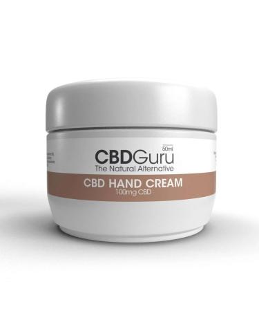 CBD Guru 100mg CBD Hand Cream 50ml with Shea Butter - Hand Cream for Very Dry Hands Repair Protect and Nourish with Fast Absorbing Mousturuser with Non-Greasy Residue
