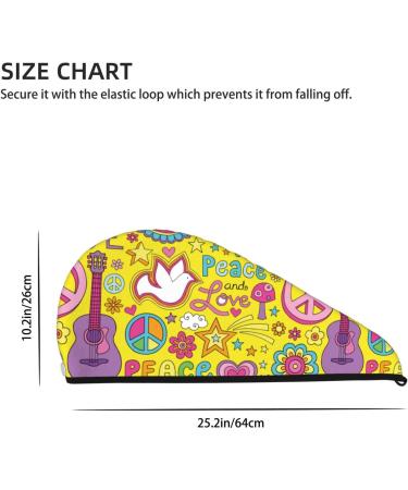 Hair Towel Wrap for Quick Drying - Button Towel Turban & Head Towel - Peace Love Dove Flower Power Design - Buy Online on GoSupps.com