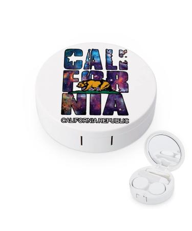 California Republic Bear Round Case For Contact Lens Kit Storage Box with Mirror Printed