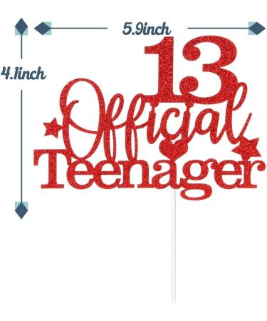 Tenhaisi Gilttery Red 13 Ofiicial Teenager Cake Topper Happy 13 Teenager Birthday Cake Topper Cheers to 13 Years Decoration - Buy Online on GoSupps.com