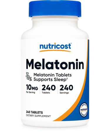 Nutricost Melatonin 10mg 240 Tablets - 10mg Per Serving Non-GMO Gluten Free