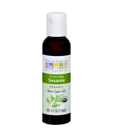 Aura Cacia Organic Skin Care Oil - Protecting Sesame 4 fl oz | Natural Moisturizer - Buy Online on GoSupps.com