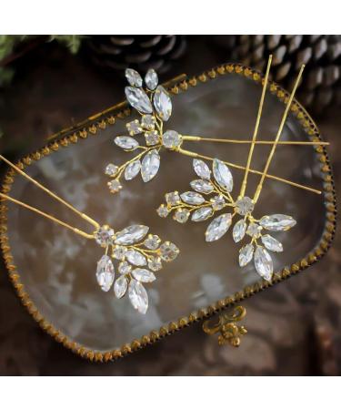 FRCOLOR 3 Pieces Bridal Wedding Hair Pins Jewellery Bridal Hair Pins Rhinestones Gold Leaf Crystal Pearl Hair Pins Vintage Wedding Hair Accessories for Women and Girls - Buy Online on GoSupps.com