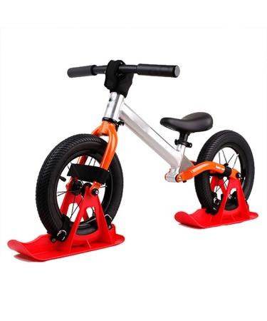 Snow Sledge Board Set for 12 inch Balance Bike Scooter Parts, No Pedal Training Bicycle Skiing Walker for Kids and Toddlers Red