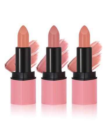 AWCCXMYM 3Pcs Matte Lipstick Nude Lip Stick Velvet Lip Stain Lightweight Long Lasting Waterproof Non-Stick Cup Not Fade Lip Gloss Set Makeup For Women