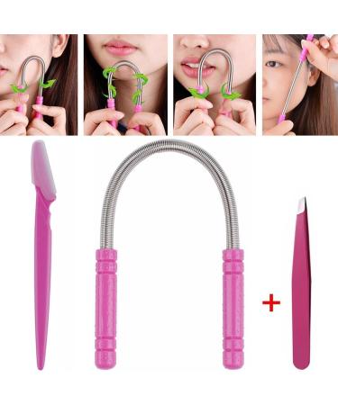Portable Face Hair Removal Kit with Eyebrow Razor & Tweezer Spring Hair Remover for Unwanted Lip Chin Face Neck Hair - Buy Online on GoSupps.com