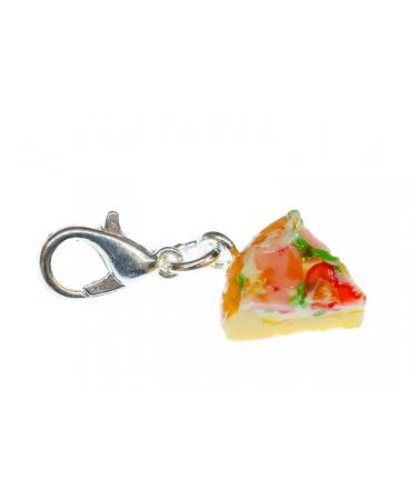 Miniblings Pizza Charm Zipper Pull Food Pizza Pieces piece - Handmade fashion jewelry I Silver chain pendant - Betel pendant beggar bracelet - Pendant for bracelet