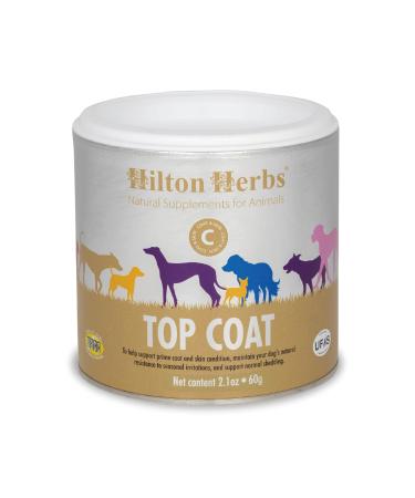 Hilton Herbs Top Coat Natural Dog Supplement. 100% Natural Ingredients. Healthy Skin and Shinny Coat. For Dogs with Itchy Skin Sensitive to Allergens or Prone to Itching. 60 g