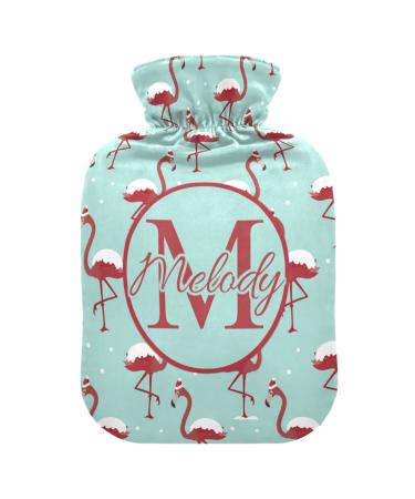 Individual Christmas flamingo-snow heat bottle with reference personalized hot water bottles for pain relief individual water heating pillows feet and bed warmers for women girls 1 l