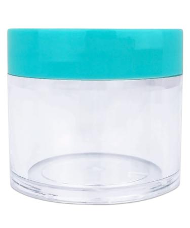 Beauticom 12 Piece 1 oz Acrylic Round Clear Jars with Flat Top Lids - Perfect for Creams Lotions Makeup & Herbs - SKY BLUE TEAL - Buy Online on GoSupps.com
