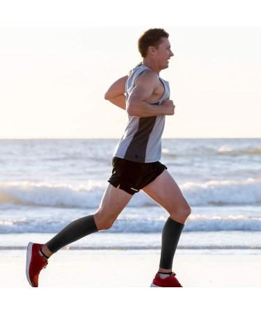 Calf Compression Cuff & Shin Rails - Footless Socks for Men & Women | Sports Flight & Hiking Support Black Medium Size - Buy Online on GoSupps.com