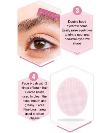 Hair Dressing Curler Face Cleaning Brush Eyebrow Brush Eyelash Assistant Women Beauty Set Pink - Buy Online on GoSupps.com