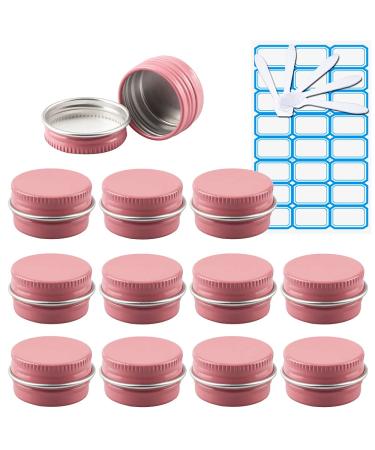Zeoabsy 10 pieces empty 5 ml around pink aluminum screw can cream box aluminum tiles doses with screw-top lid 5ml aludose tin tin cans for cosmetics candle ointments with 5x spoon 1x etiquette pink 5ml