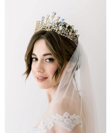 SWEETV Multicolored Beauty Queen Crown for Women - AB Crystal Tiara for Bride, Pageant, Prom, Quinceanera & Birthday - Buy Online on GoSupps.com