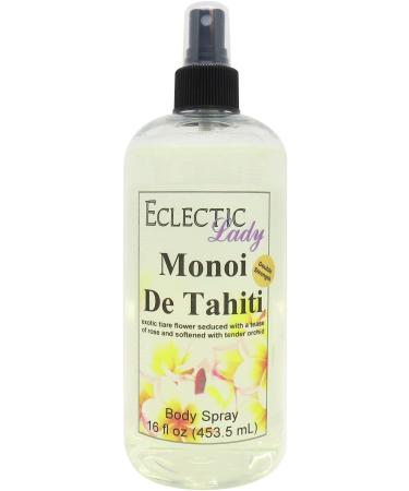 Monoi de Tahiti Body Spray (Double Strength) 16 ounces Body Mist for Women with Clean Light & Gentle Fragrance Long Lasting Perfume with Comforting Scent for Men & Women Cologne with Soft Subtle 16 Fluid Ounces (Double Strength)
