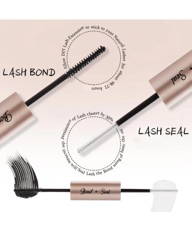 Lash Bond & Seal Cluster Lashes Glue | Strong Hold Waterproof Adhesive for DIY Eyelash Extensions | 72-Hour Long Lasting | Black Bond & Clear Seal (2-in-1) - Buy Online on GoSupps.com