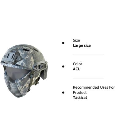 Tactical Foldable Half Face Airsoft Mesh Mask with Ear Protection & Fast Helmet for Adults - ACU - Buy Online on GoSupps.com