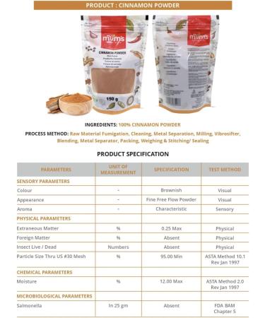Mum's Premium 150g Cinnamon Powder - Pure and Fragrant Spice for Baking and Cooking - Buy Online on GoSupps.com
