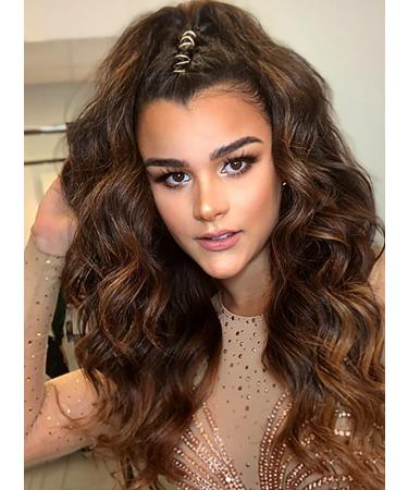 Yeeshedo Black Ponytail Hair Extensions - Long Wavy Braids with Brown Highlights | Natural Afro Curly Clip-In Wigs for Dark Brown & Blond Hair - Buy Online on GoSupps.com
