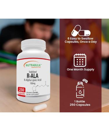 R-ALA (Alpha Lipoic Acid) 100 mg Capsules - Antioxidant-Rich Supports Cellular Health & Wellbeing - 250 Capsules Non-GMO Gluten-Free - Buy Online on GoSupps.com