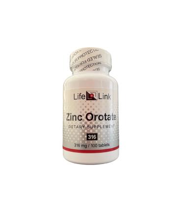 LifeLink's Zinc Orotate | 316 mg x 100 Tablets | Immune Support | Gluten Free & Non-GMO | Made in The USA