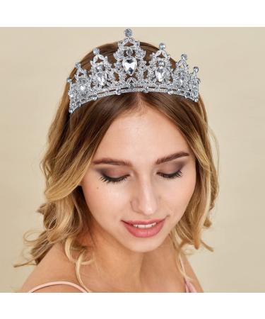 LAPOHI Silver Crystal Princess Queen Tiara for Women - Bride Wedding Crown for Party Prom Pageant - Rhinestone Headband with Combs - Buy Online on GoSupps.com
