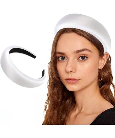 Satin Padded Headbands for Women Solid Plastic Thick Hair Hoop Girls Sponge Non-slip Hairbands Hair Accessories (White) Women's headband - Buy Online on GoSupps.com
