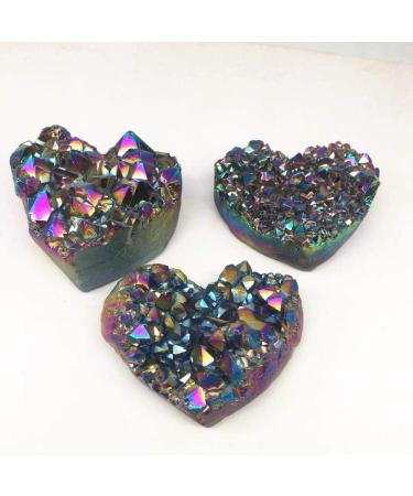 Natural Crystal Rough Natural Amethyst Geode Heart Shaped Stone Crystals Stones Titanium Rainbow Aura Amethyst Cluster Angel Aura Quartz - (Size: 60-80mm) Small - Buy Online on GoSupps.com