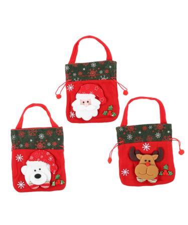 LALAFINA 3pcs Christmas Candy Bag Candy Bags Holiday Treats Bags Christmas Sacks Pouches Brushed Cloth Doll
