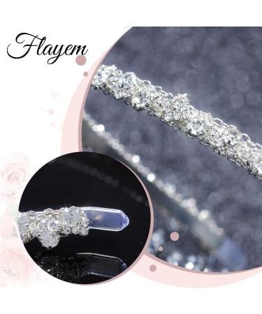 Flayem Wedding Rhinestone Headband Bridal Crystal Headband Glitter Narrow Hair Band Hoop Wedding Hair Accessories for Women and Girls (White) - Buy Online on GoSupps.com