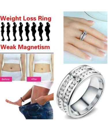 WaNana Fashion Titanium Steel Double-Row Drill Ring Micro Magnetic Weight Loss Ring Fat Burning Slimming Finger Ring Slim Tools Slimming Product Black 7 - Buy Online on GoSupps.com