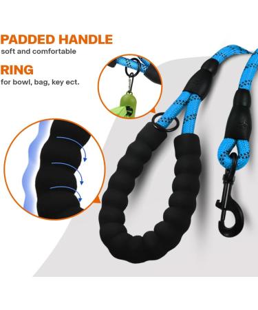 Taglory Reflective Dog Leash - Comfortable Padded Handle Soft Nylon for Large Dogs 150x1.2cm - Perfect for Training & Walks - Blue - Buy Online on GoSupps.com