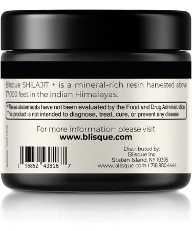Blisque Pure Himalayan Shilajit Resin Supplement - Natural & Organic Detox Cleanse | Immune Support, Brain Booster & Energy | Fulvic Acid & Trace Minerals - 60g - Buy Online on GoSupps.com