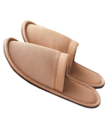 Disposable Spa shoes 5 pairs closed toes non-slip non-one-way hotel house shoes for women and men ideal for hotel spa guests nail studio 29cm/11.4inches Light Brown
