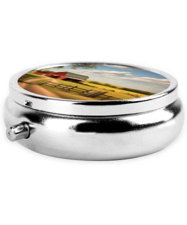 Ranch View Round Pill Box - 3 Compartment Portable Organizer for Travel | Best Travel Pill Case - Buy Online on GoSupps.com