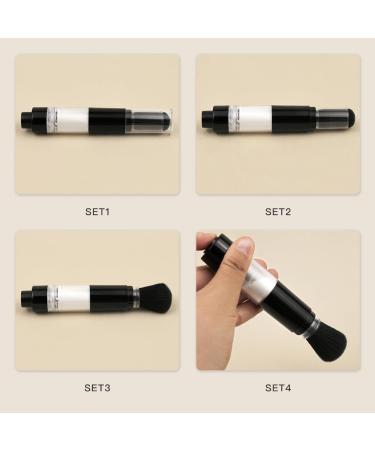 Refillable Powder Brush 2-in-1 Retractable Makeup Brush with Refillable Loose Powder Bottle Manual Press Automatic Makeup Brushes for Color Highlight Contour Blush Powder - Buy Online on GoSupps.com