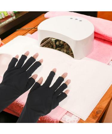 Lurrose 2Pcs Nail UV Shield Gloves Black Manicure Finger Gloves for Hand Protection from Nail Dryer Ideal for International Shipping - Buy Online on GoSupps.com