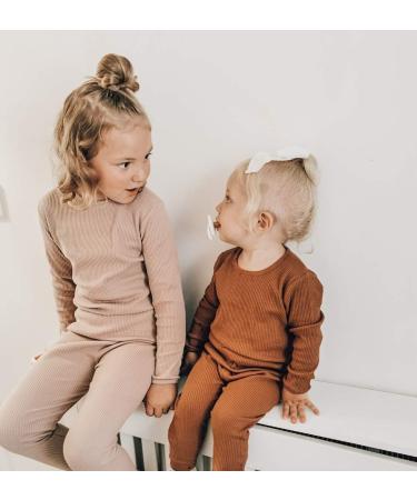 20 Colours Ribbed Pyjama for Unisex Boys and Girls | DreamBuy Loungewear for Babies, Women, and Men | 6-12 Months | Caramel - Buy Online on GoSupps.com